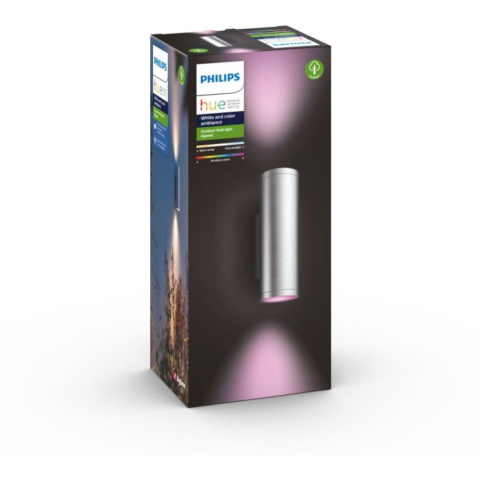Philips Hue White & Color Ambiance Appear Wandleuchte rund Edelstahl 1200lm 3 Philips Hue White & Color Ambiance Appear Wandleuchte rund Edelstahl 1200lm 3