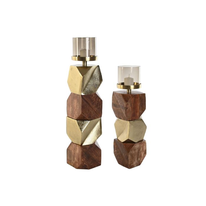 DKD Home Decor Portavela Moderno Dorado Marron de Aluminio, Mango y Cristal, 10x40.5x10 cm, 2.35 kg 3