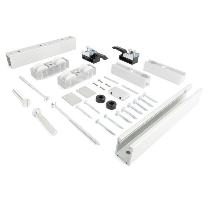 KLEIN SLID-150 Retrac Juego de Accesorios para Puertas Correderas de Madera, Sistema de Herrajes con Sujeción Embutida para Paso Óptimo