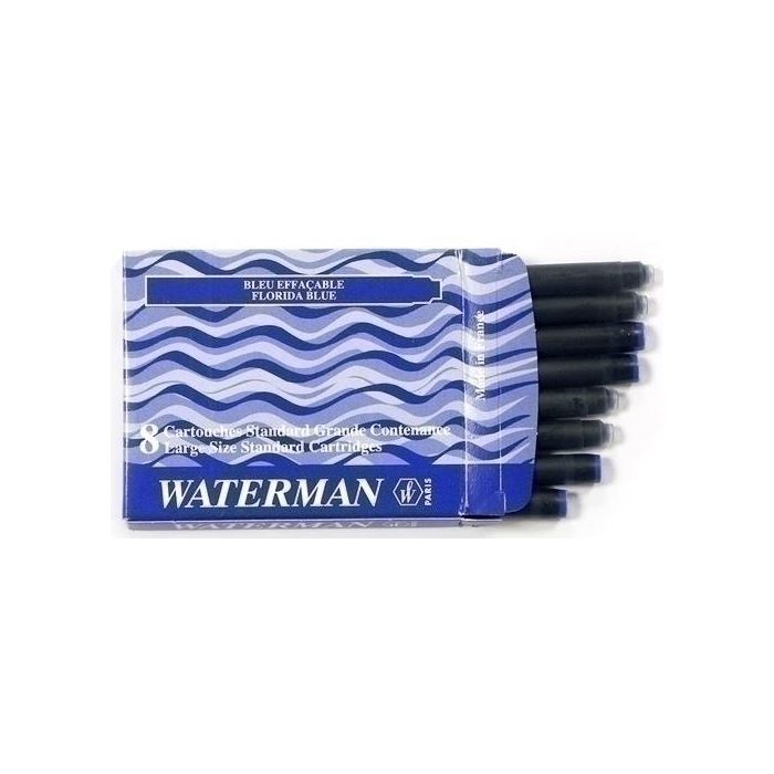 Waterman Tinta Estilográfica Serenity Blue, Caja de 8 Cartuchos Estándar Largos