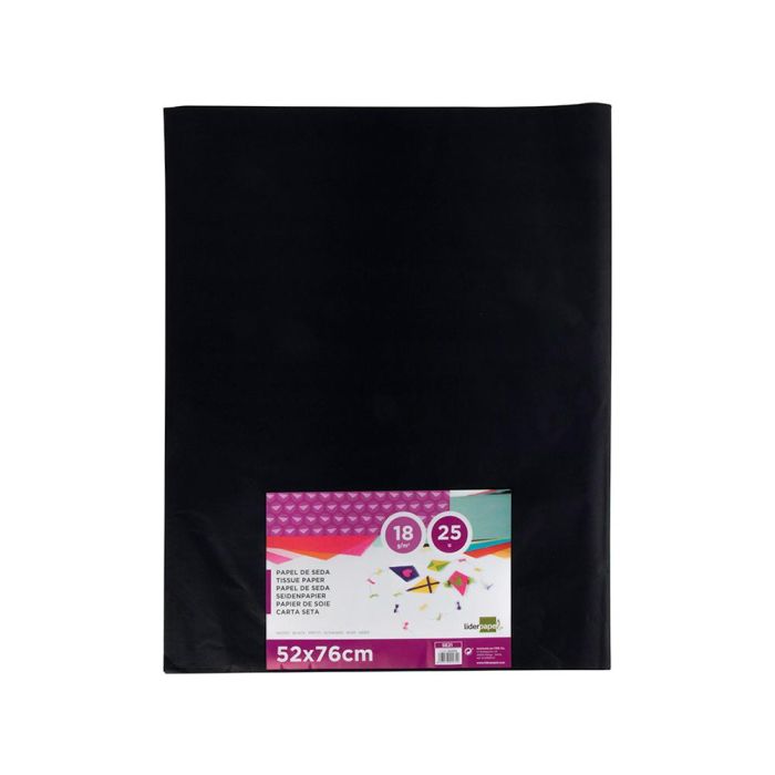 Papel Seda Liderpapel Negro 52x76 cm 18 gr Paquete De 25 Hojas 1