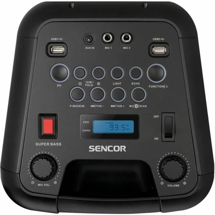 Altavoz de audio inalámbrico - SENCOR - SSS 3800 - 60 W - 30 radios FM - Bluetooth - Luces LED intermitentes - Negro 2 Altavoz de audio inalámbrico - SENCOR - SSS 3800 - 60 W - 30 radios FM - Bluetooth - Luces LED intermitentes - Negro 2