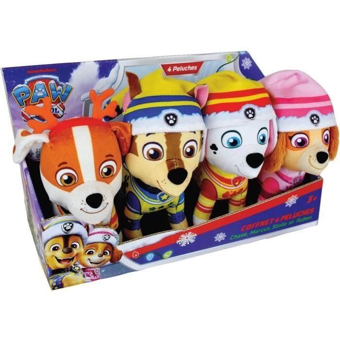 Caja de 4 peluches - JEMINI - PATRULLA CANINA - Chase, Marcus, Ruben y Stella - +/- 12 cm 1 Caja de 4 peluches - JEMINI - PATRULLA CANINA - Chase, Marcus, Ruben y Stella - +/- 12 cm 1