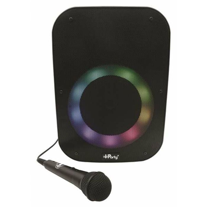 Altavoz portatil party. con efectos de luz, micrófono, batería recargable, negro, con bluetooth.25,5x20,3x35,7cm