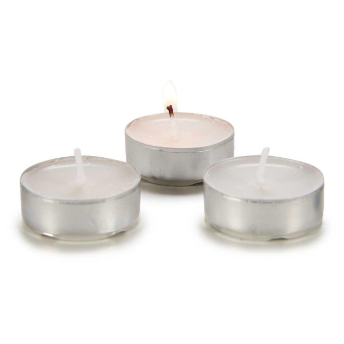 Acorde Set 100 Velas de Té Blancas de Cera y Aluminio, 4 Horas de Duración, Medidas por Pieza: 3.75x3.75x1.6 cm (10 Unidades) 1 Acorde Set 100 Velas de Té Blancas de Cera y Aluminio, 4 Horas de Duración, Medidas por Pieza: 3.75x3.75x1.6 cm (10 Unidades) 1
