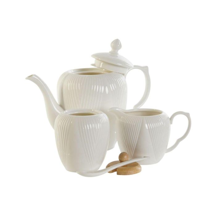 Tetera DKD Home Decor Blanco Natural Bambú Porcelana 2 Tetera DKD Home Decor Blanco Natural Bambú Porcelana 2