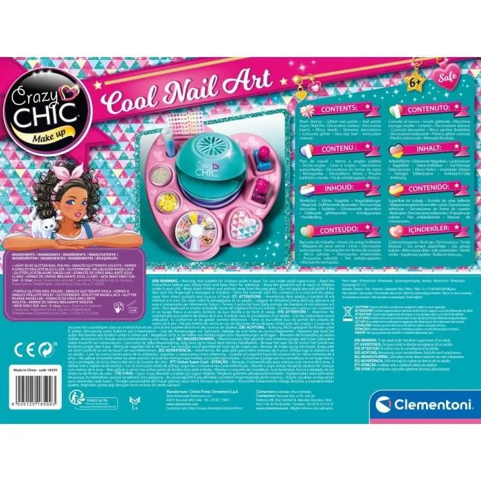 Clementoni Estudio de Uñas Cool Nail Art Se Abre y Se Cierra Incluye Muchos Accesorios 38,5x28,5x7,8 cm 3