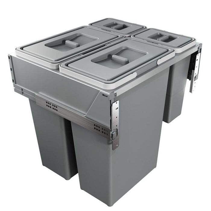 Herrajes Alk M600 Cubo Basura Reciclaje Block 2.0 Modular 2x35L + 2x8L Extracción Total Cierre Amortiguado Cocina
