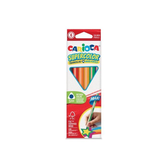 Lapices De Colores Carioca Supercolor Maxi Triangular Caja De 6