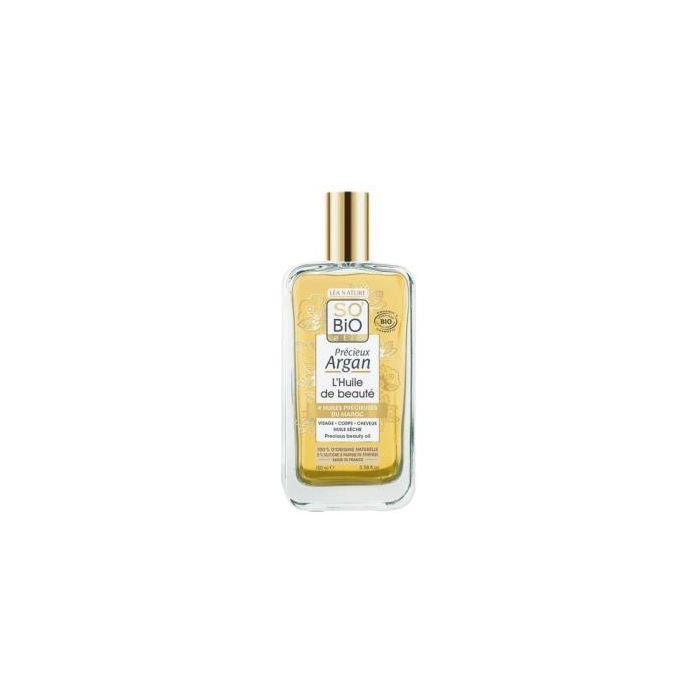 SO´BIO ETIC Aceite Seco Argán 100 ml Nutritivo y Regenerador para Cara, Cuerpo y Cabello Bio