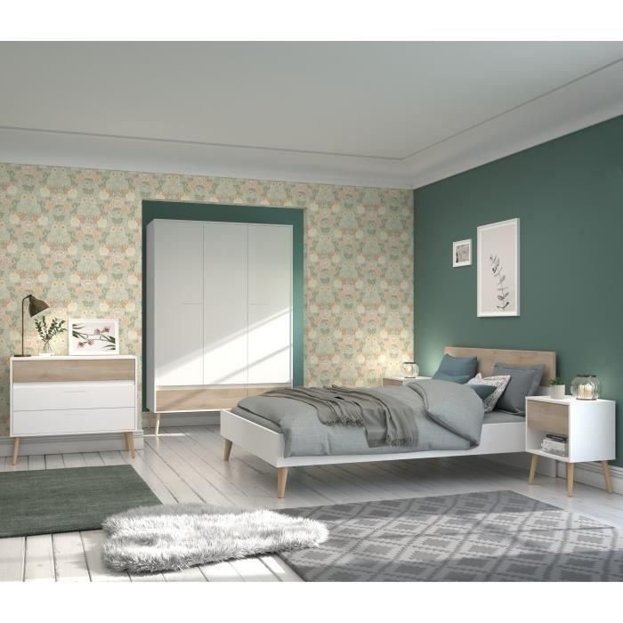 Cómoda - AALBORG - 3 cajones - Blanco - Estilo escandinavo - 90,8 x 40 x 77,5 - PARISOT 1