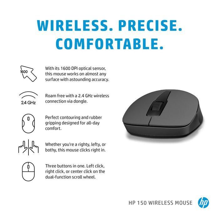 HP 150 Wireless Mouse – Ratón Inalámbrico Preciso y Cómodo para Portátiles y PCs, Ideal para Oficina, Estudio y Productividad Diaria 2