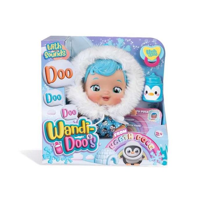 Muñeco wandi-doo eskimo 20 cm ¡habla mediante el lenguaje universal de los bebes! incluye biberón y chupete