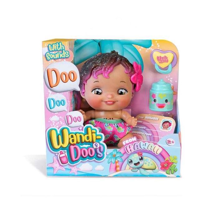 Muñeco wandi-doo hawaiian 20 cm ¡habla mediante el lenguaje universal de los bebes! incluye biberón y chupete