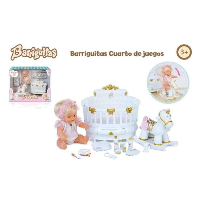 Cuarto de juegos y muñeca Barriguitas. Incluye accesorios y un unicornio Balancín. 2 Cuarto de juegos y muñeca Barriguitas. Incluye accesorios y un unicornio Balancín. 2