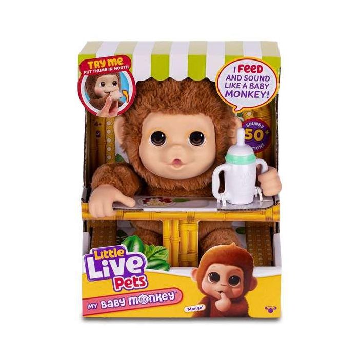 Mascota my baby monkey little live pets superinteractivo con más de 40 sonidos y reacciones ¡le encanta columpiarse!