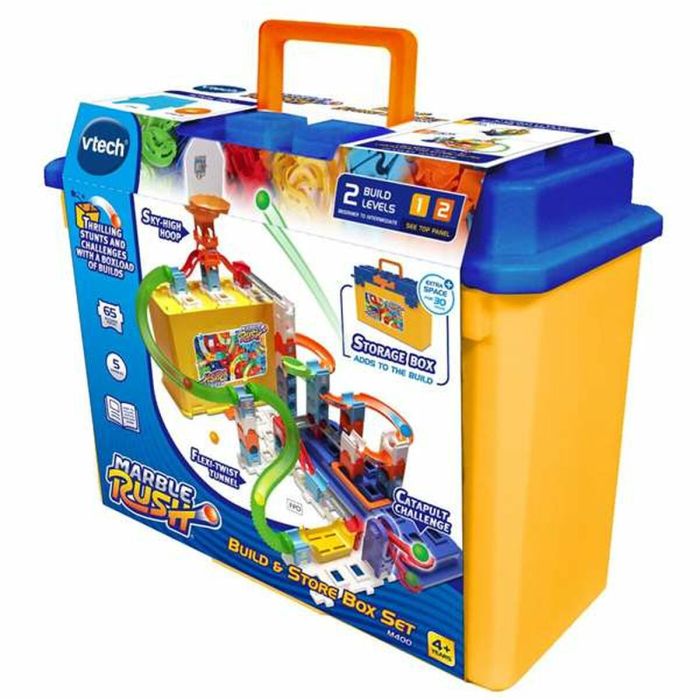 Circuito de canicas interactivo marble rush storage box con 70 piezas y 2 niveles de dificultad ¡con catapulta!