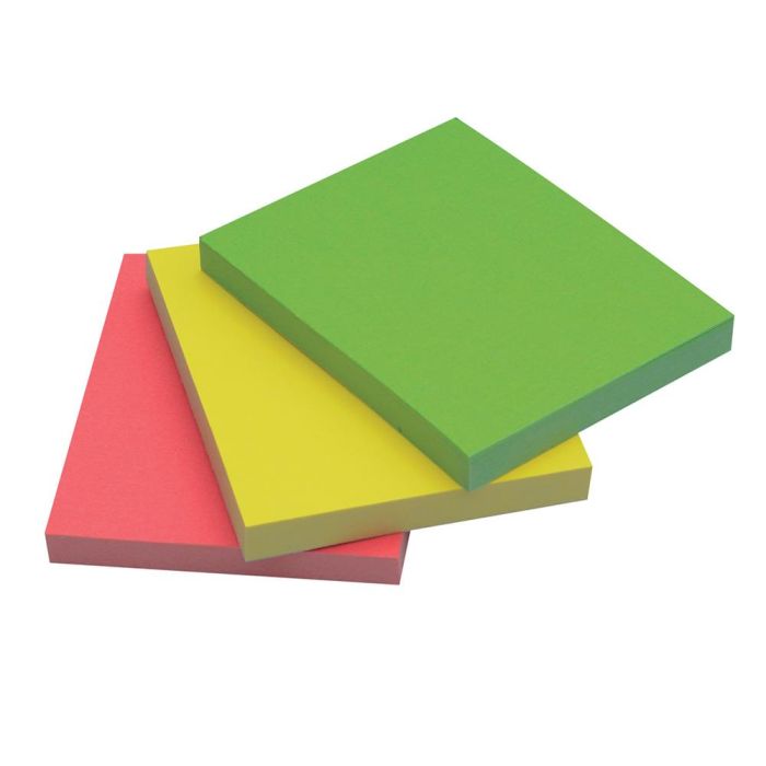 Bloc De Notas Adhesivas Quita Y Pon Q-Connect 38x51 mm Neon Pack De 3 Unidades Con 50 Hojas Por Color 1