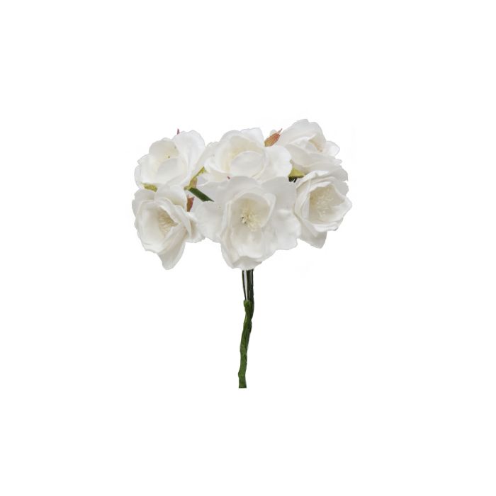 Bolsa de 12 Mini Flores Pomos Flor Papel x 6 Flores Blanco