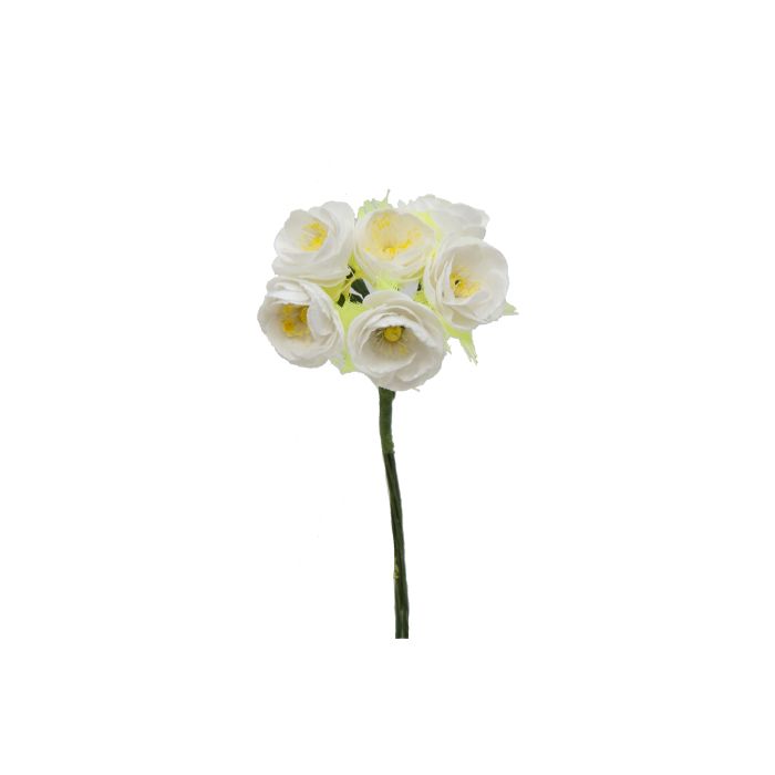 Bolsa de 12 Mini Flores Pomos Flor Papel Mini x 6 Flores Blanco