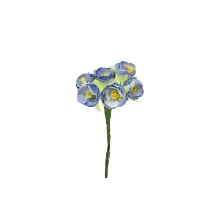 Bolsa de 12 Mini Flores Pomos Flor Papel Mini x 6 Flores Azul
