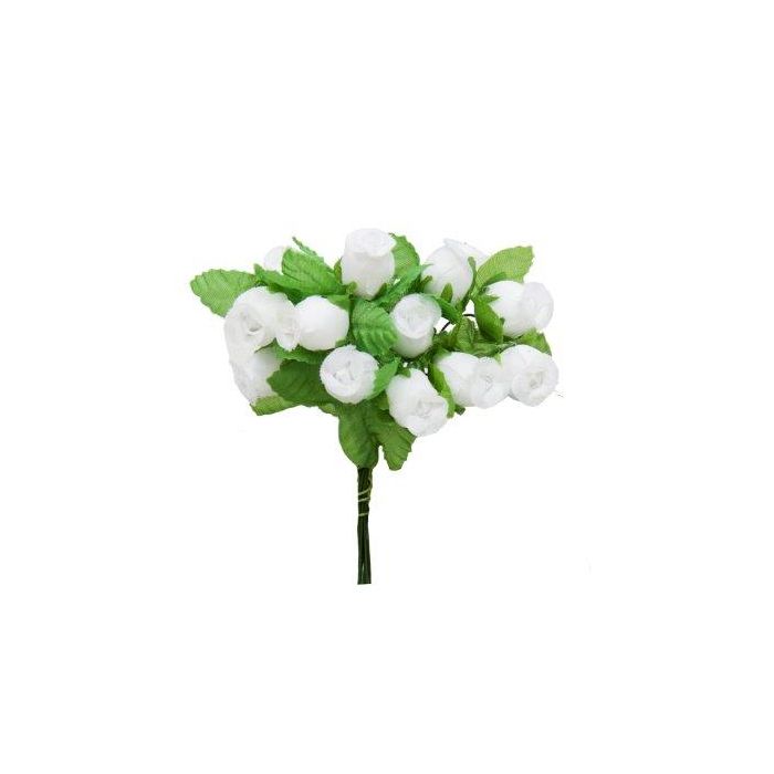 Bolsa de 12 Mini Flores Pomos con Capullos Blanco