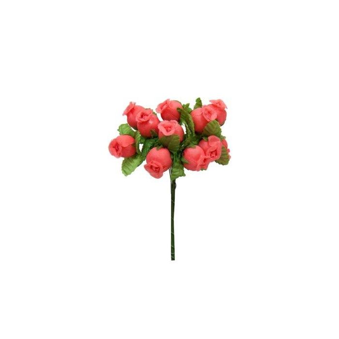 Bolsa de 12 Mini Flores Pomos con Capullos Coral