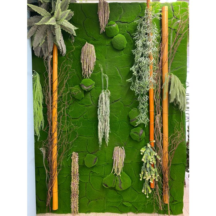 Jardín Vertical Artificial Manto de Musgo Sintético Verde Fibra Natural 1