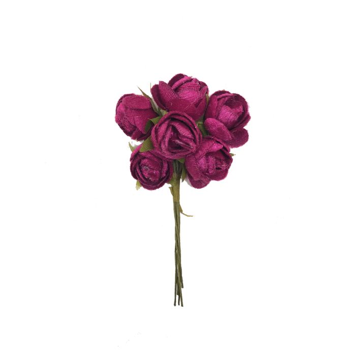 Mini Flor Bolsa de 10 Pomos x 6 Flores Terciopelo Burdeos