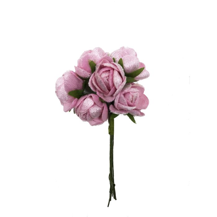 Mini Flor Bolsa de 10 Pomos x 6 Flores Terciopelo Rosa