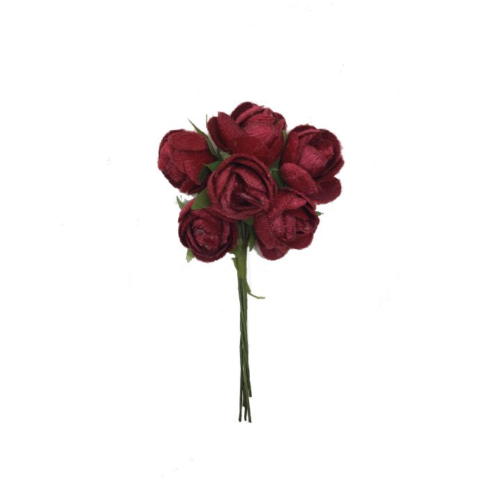 Mini Flor Bolsa de 10 Pomos x 6 Flores Terciopelo Rojo