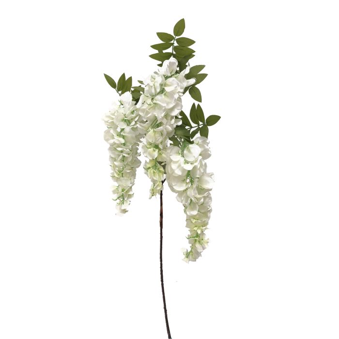 Flor Artificial Glicinia Blanco Tela