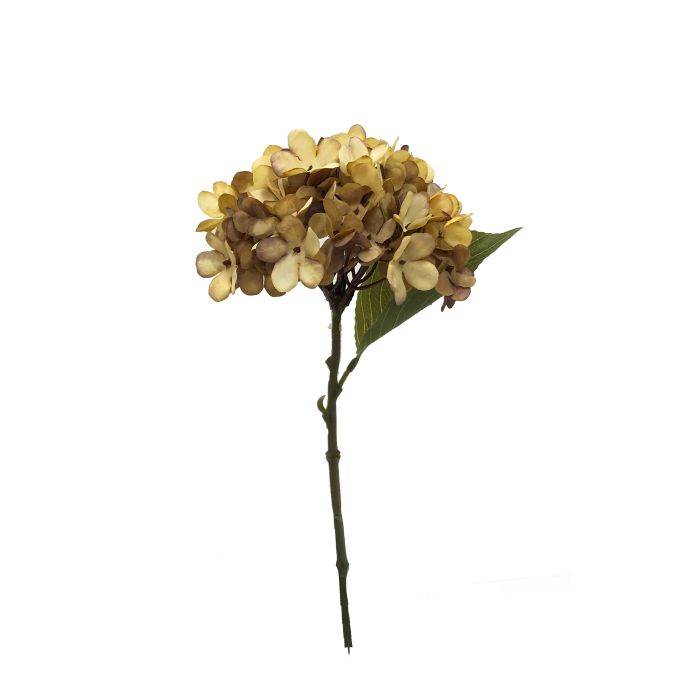 Flor Artificial Pick de Hortensia Mostaza Amarillo Tela