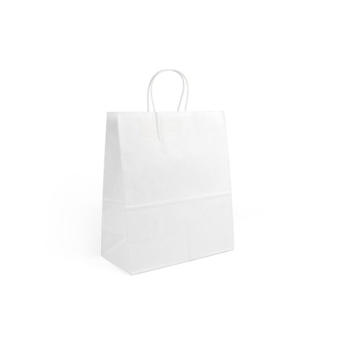 Algon Set de 3 Bolsas de Papel Blancas de 26 x 14 x 31 cm (24 Unidades)