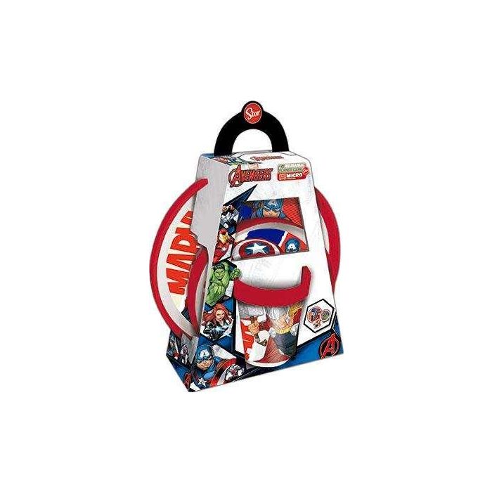 Set vajilla plástico Premium Bicolor 3 piezas (2 platos y 1 vaso) Avengers Comic Heroes antideslizante 1