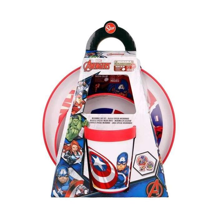 Set vajilla plástico Premium Bicolor 3 piezas (2 platos y 1 vaso) Avengers Comic Heroes antideslizante 2