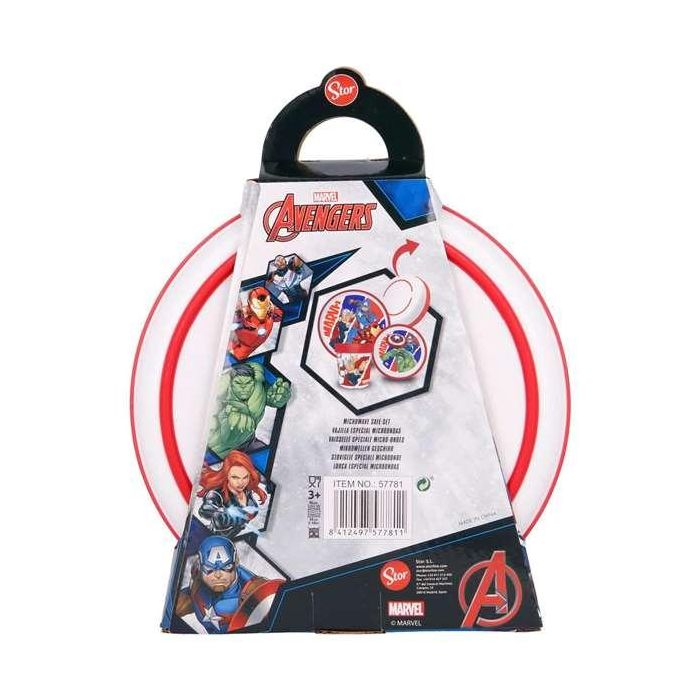 Set vajilla plástico Premium Bicolor 3 piezas (2 platos y 1 vaso) Avengers Comic Heroes antideslizante 4