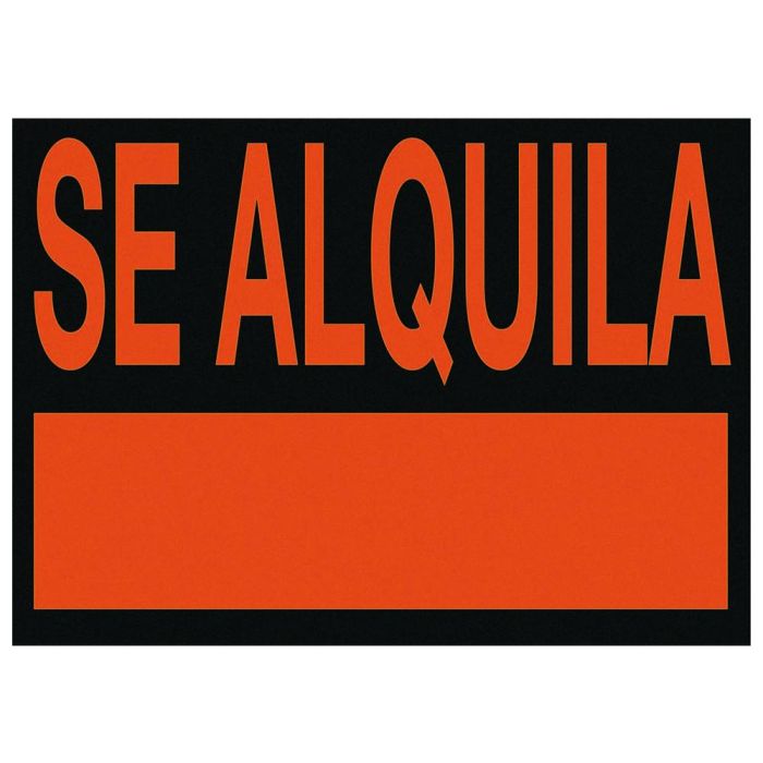 Cartel Plastico Archivo 2000 -'Se Alquila-' Rojo Fluorescente 700x500 mm 1