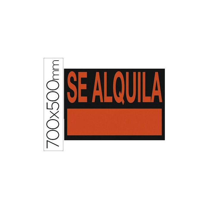 Cartel Plastico Archivo 2000 -'Se Alquila-' Rojo Fluorescente 700x500 mm