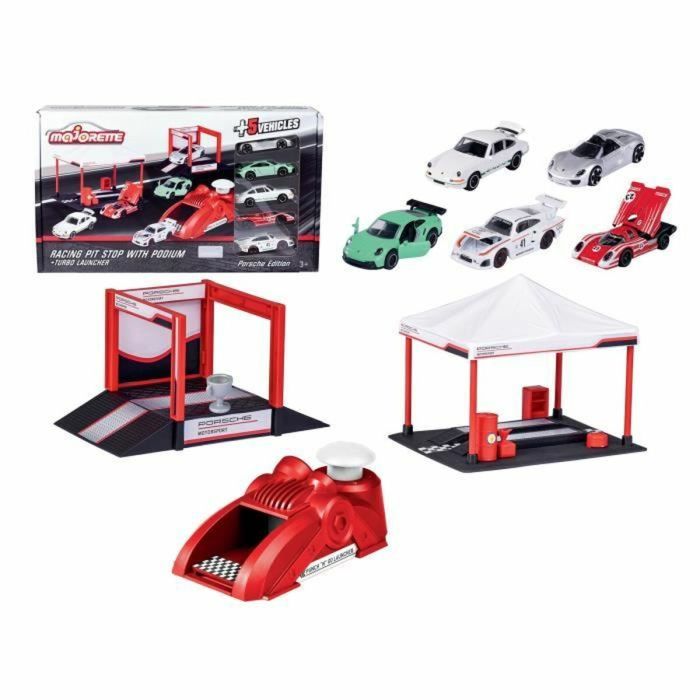 Juguete - Majorette - Stand y podio Porsche Racing - 5 vehículos - A partir de 3 años