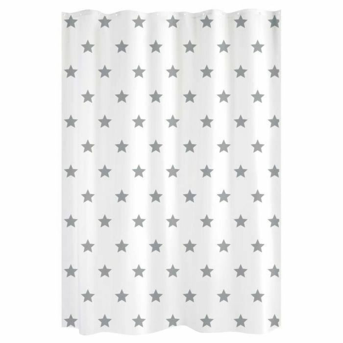 Cortina de Ducha Gelco Estrellas Blanco Gris 180 x 200 cm