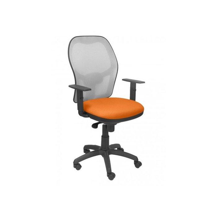Silla Piqueras Y Crespo Jorquera Brazos Regulables Mecanismo Sincro Con Regulador De Tension Respaldo De Malla Gris Y Asiento Tapizado Bali Naranja