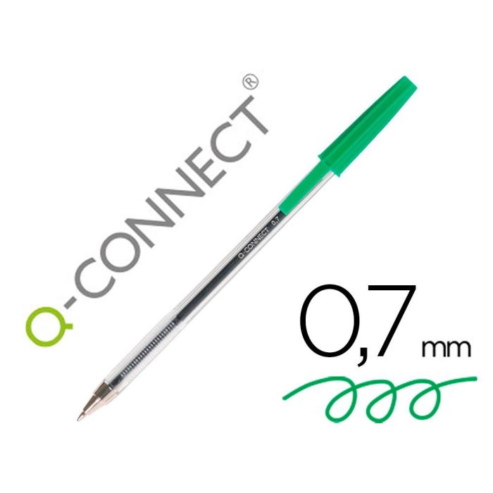 Boligrafo Transparente Q-Connect Verde Medio Kf01043 50 unidades