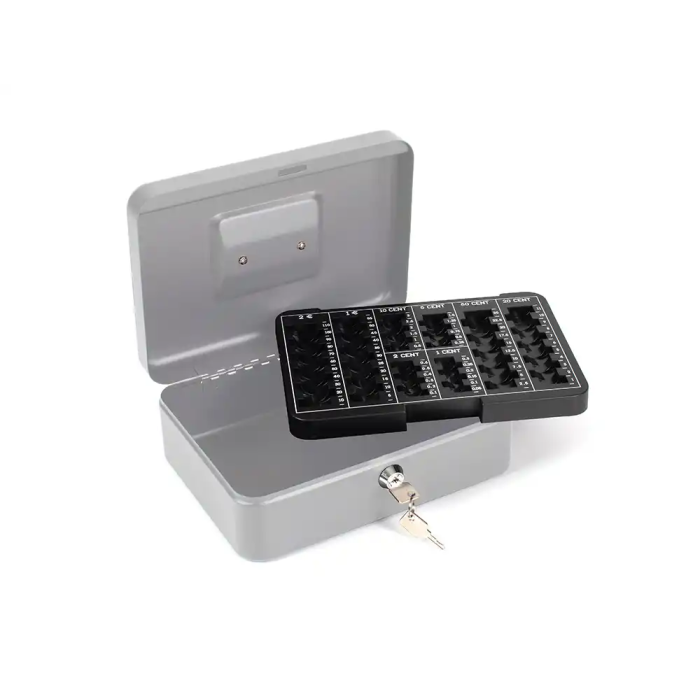 Q-connect Caja caudales 10/ 250x180x90 mm Plata con portamonedas y 2 juegos de llaves 4