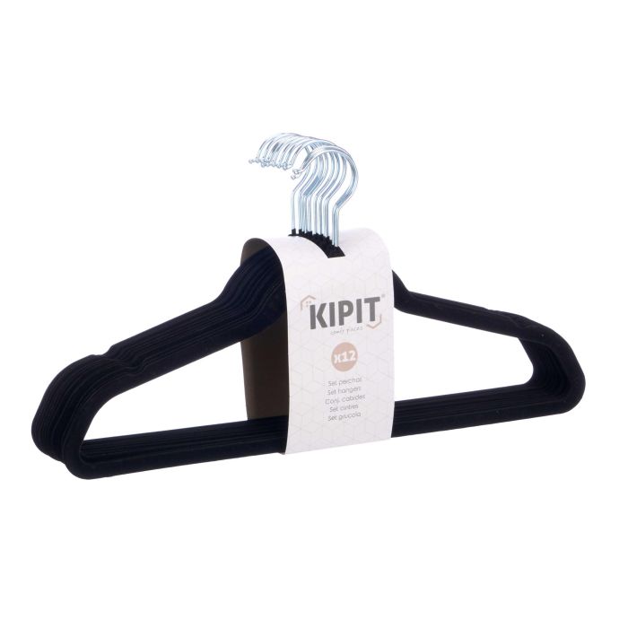 Set 12 Percha Flocada Negra Kipit 44X23CM (12 Unidades) 1 Set 12 Percha Flocada Negra Kipit 44X23CM (12 Unidades) 1