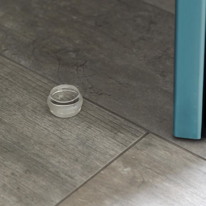 Lote de 6 topes para puertas adhesivos cilíndricos, fijación en el suelo, Plástico, Transparente 3 Lote de 6 topes para puertas adhesivos cilíndricos, fijación en el suelo, Plástico, Transparente 3