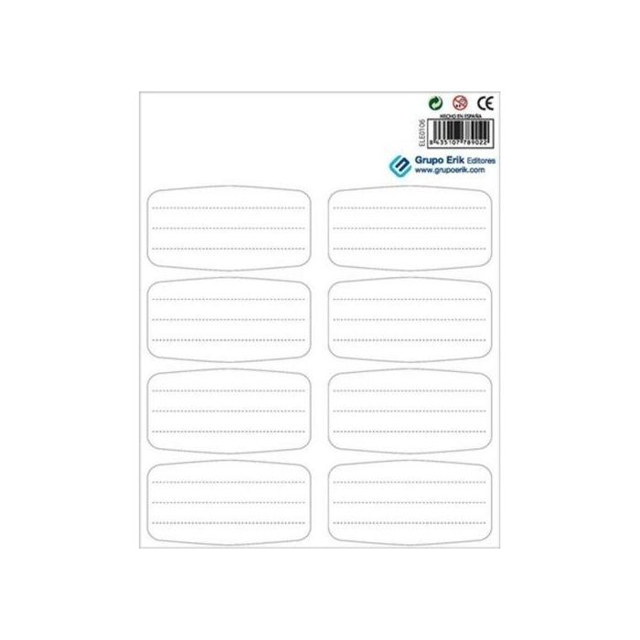 Etiqueta Escolar Erik 8X4 Cm. Color White (16 Ud.)