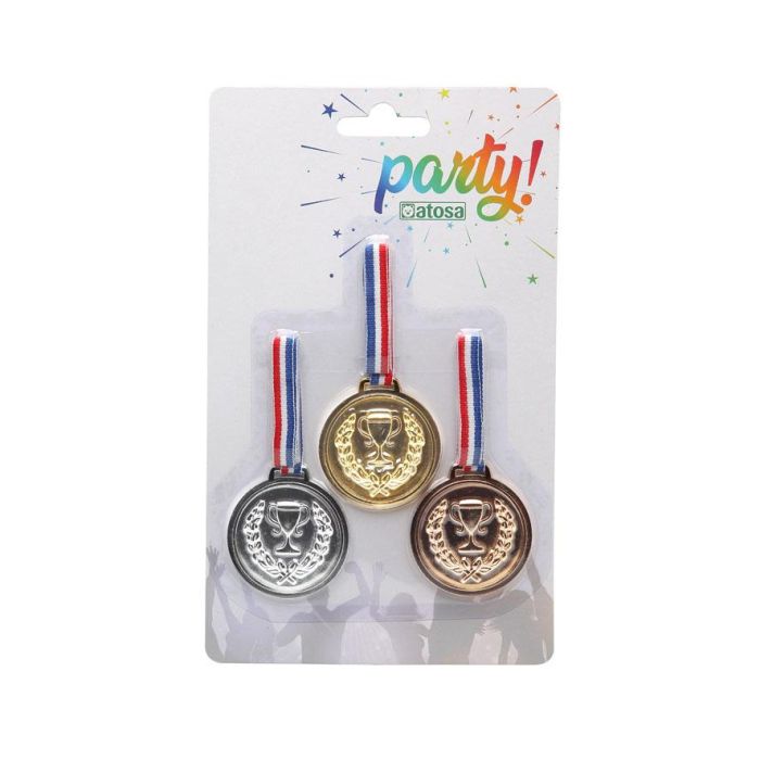 Pack de 3 Medallas Deportivas Oro, Plata y Bronce con Cintas – Premios para Competiciones y Eventos Infantiles