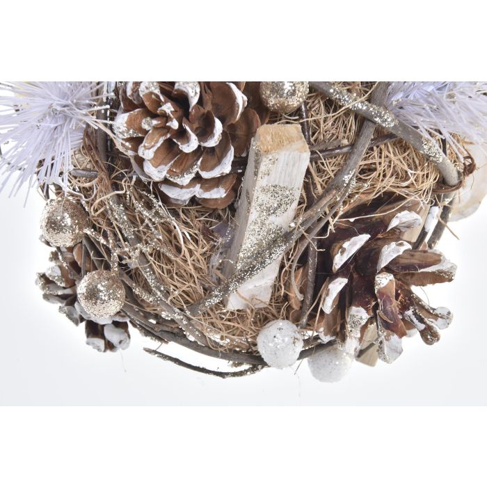 DKD Home Decor Bola Decoración Navidad Moderna Dorado Marron Piñas Natural 15 x 15 x 15 cm (2 Unidades) 1