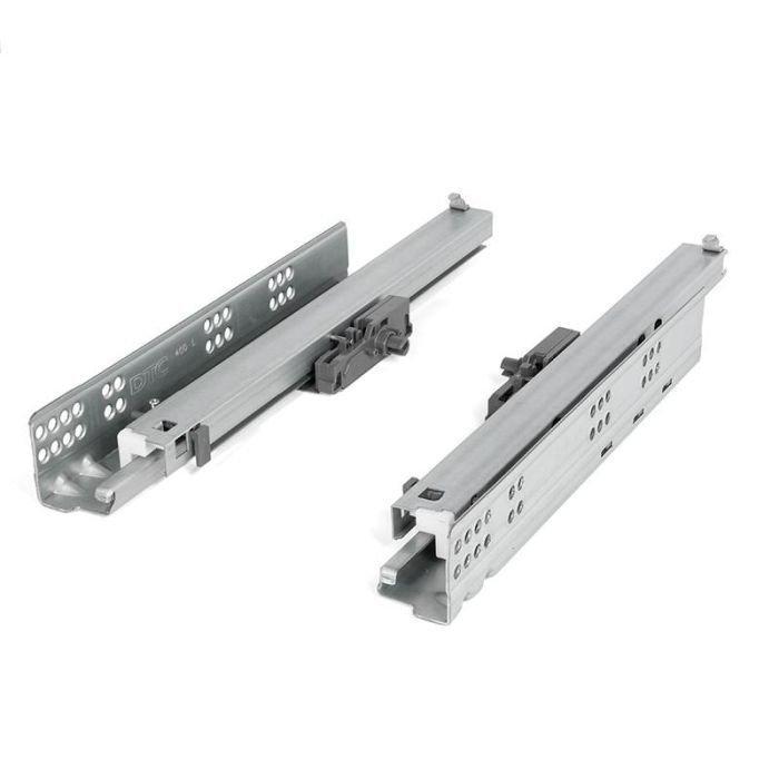 DTC Guía Oculta TOURPUSH 2 Extracción Total 500mm, Apertura Push para Cajones sin Tiradores, 35kg Carga Máxima, Acero
